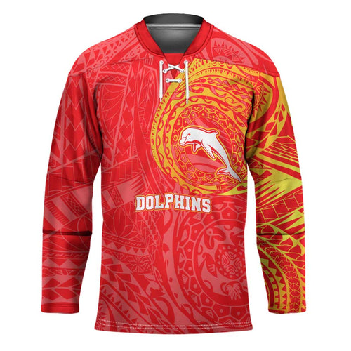 Personalized Dolphins Hockey Jersey Polynesian Tribal Chest and Sleeve Tattoo