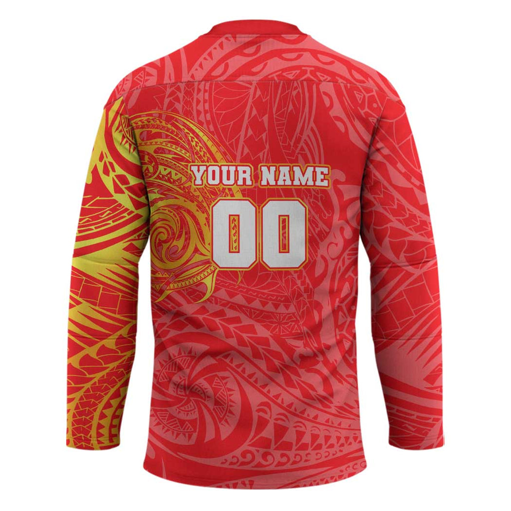 Personalized Dolphins Hockey Jersey Polynesian Tribal Chest and Sleeve Tattoo