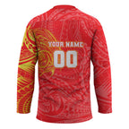 Personalized Dolphins Hockey Jersey Polynesian Tribal Chest and Sleeve Tattoo