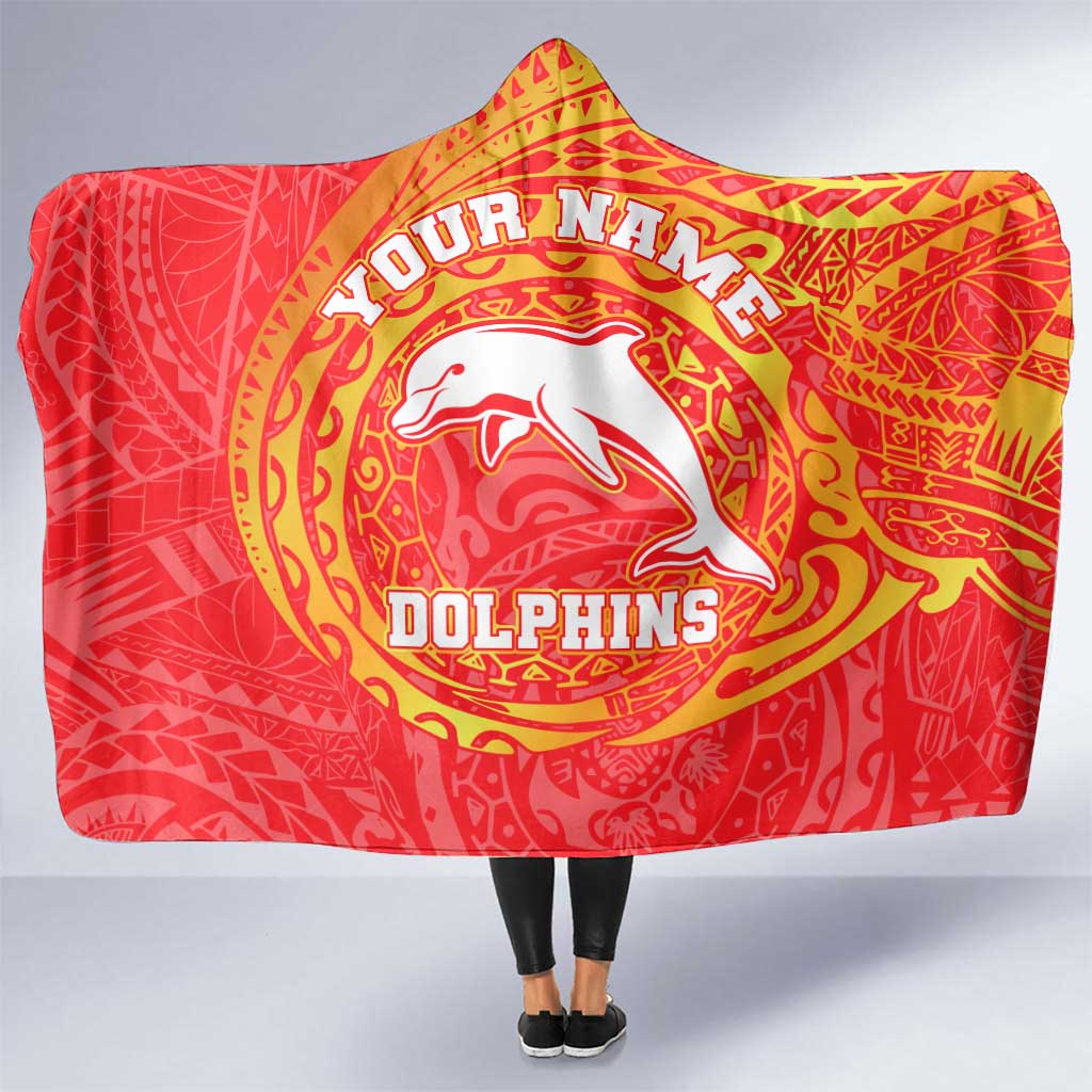Personalized Dolphins Hooded Blanket Polynesian Tribal Chest and Sleeve Tattoo