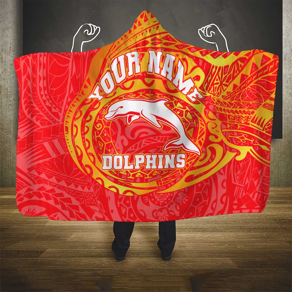 Personalized Dolphins Hooded Blanket Polynesian Tribal Chest and Sleeve Tattoo