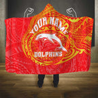 Personalized Dolphins Hooded Blanket Polynesian Tribal Chest and Sleeve Tattoo