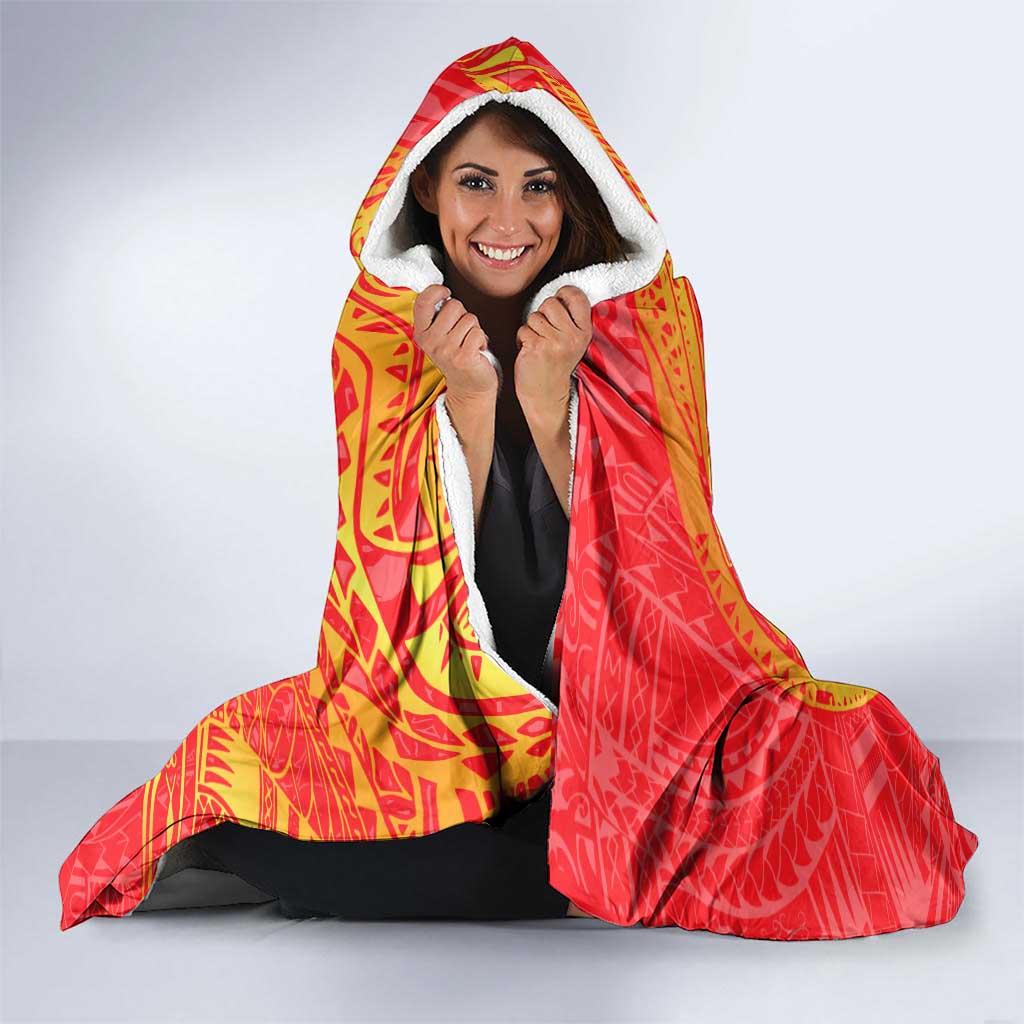 Personalized Dolphins Hooded Blanket Polynesian Tribal Chest and Sleeve Tattoo