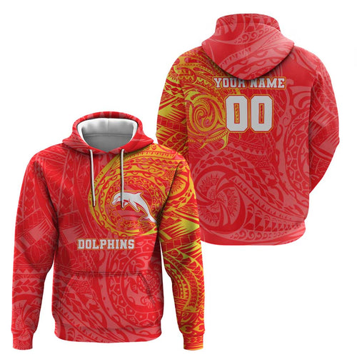Personalized Dolphins Hoodie Polynesian Tribal Chest and Sleeve Tattoo