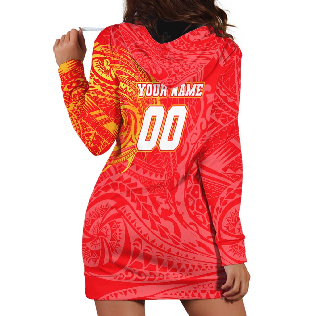 Personalized Dolphins Hoodie Dress Polynesian Tribal Chest and Sleeve Tattoo