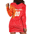 Personalized Dolphins Hoodie Dress Polynesian Tribal Chest and Sleeve Tattoo