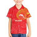 Personalized Dolphins Kid Hawaiian Shirt Polynesian Tribal Chest and Sleeve Tattoo