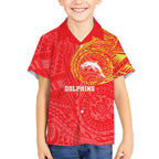 Personalized Dolphins Kid Hawaiian Shirt Polynesian Tribal Chest and Sleeve Tattoo