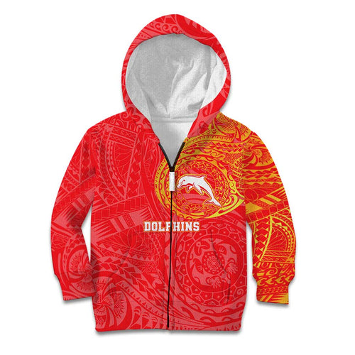 Personalized Dolphins Kid Hoodie Polynesian Tribal Chest and Sleeve Tattoo