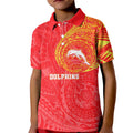 Personalized Dolphins Kid Polo Shirt Polynesian Tribal Chest and Sleeve Tattoo