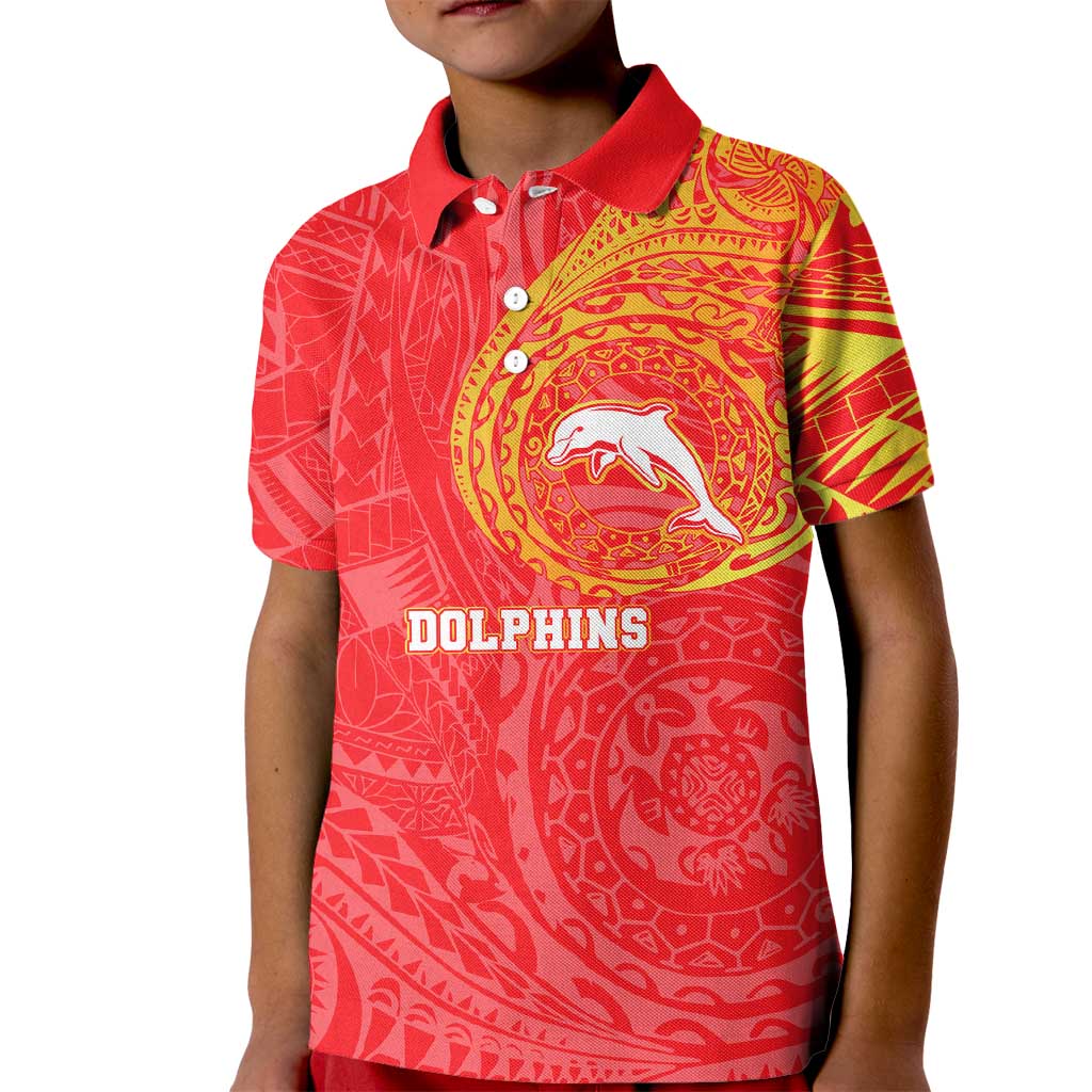 Personalized Dolphins Kid Polo Shirt Polynesian Tribal Chest and Sleeve Tattoo