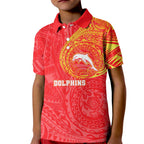 Personalized Dolphins Kid Polo Shirt Polynesian Tribal Chest and Sleeve Tattoo
