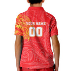 Personalized Dolphins Kid Polo Shirt Polynesian Tribal Chest and Sleeve Tattoo