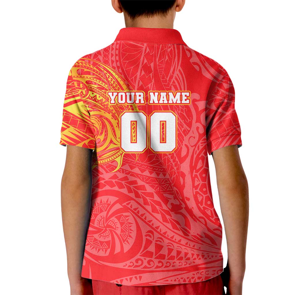 Personalized Dolphins Kid Polo Shirt Polynesian Tribal Chest and Sleeve Tattoo