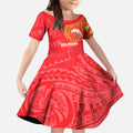 Personalized Dolphins Kid Short Sleeve Dress Polynesian Tribal Chest and Sleeve Tattoo