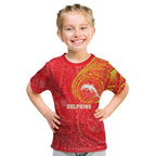 Personalized Dolphins Kid T Shirt Polynesian Tribal Chest and Sleeve Tattoo