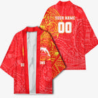 Personalized Dolphins Kimono Polynesian Tribal Chest and Sleeve Tattoo
