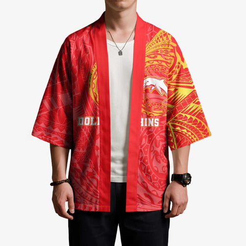 Personalized Dolphins Kimono Polynesian Tribal Chest and Sleeve Tattoo