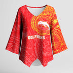 Personalized Dolphins Kimono Sleeve Blouse Polynesian Tribal Chest and Sleeve Tattoo