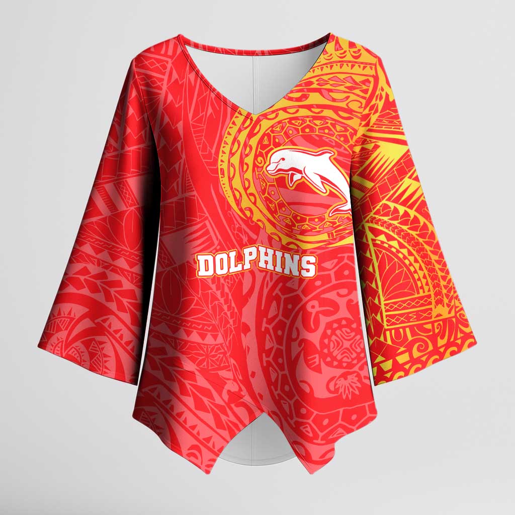 Personalized Dolphins Kimono Sleeve Blouse Polynesian Tribal Chest and Sleeve Tattoo