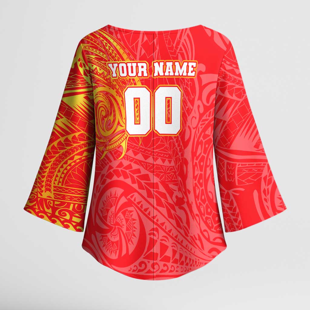 Personalized Dolphins Kimono Sleeve Blouse Polynesian Tribal Chest and Sleeve Tattoo