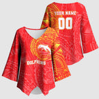 Personalized Dolphins Kimono Sleeve Blouse Polynesian Tribal Chest and Sleeve Tattoo
