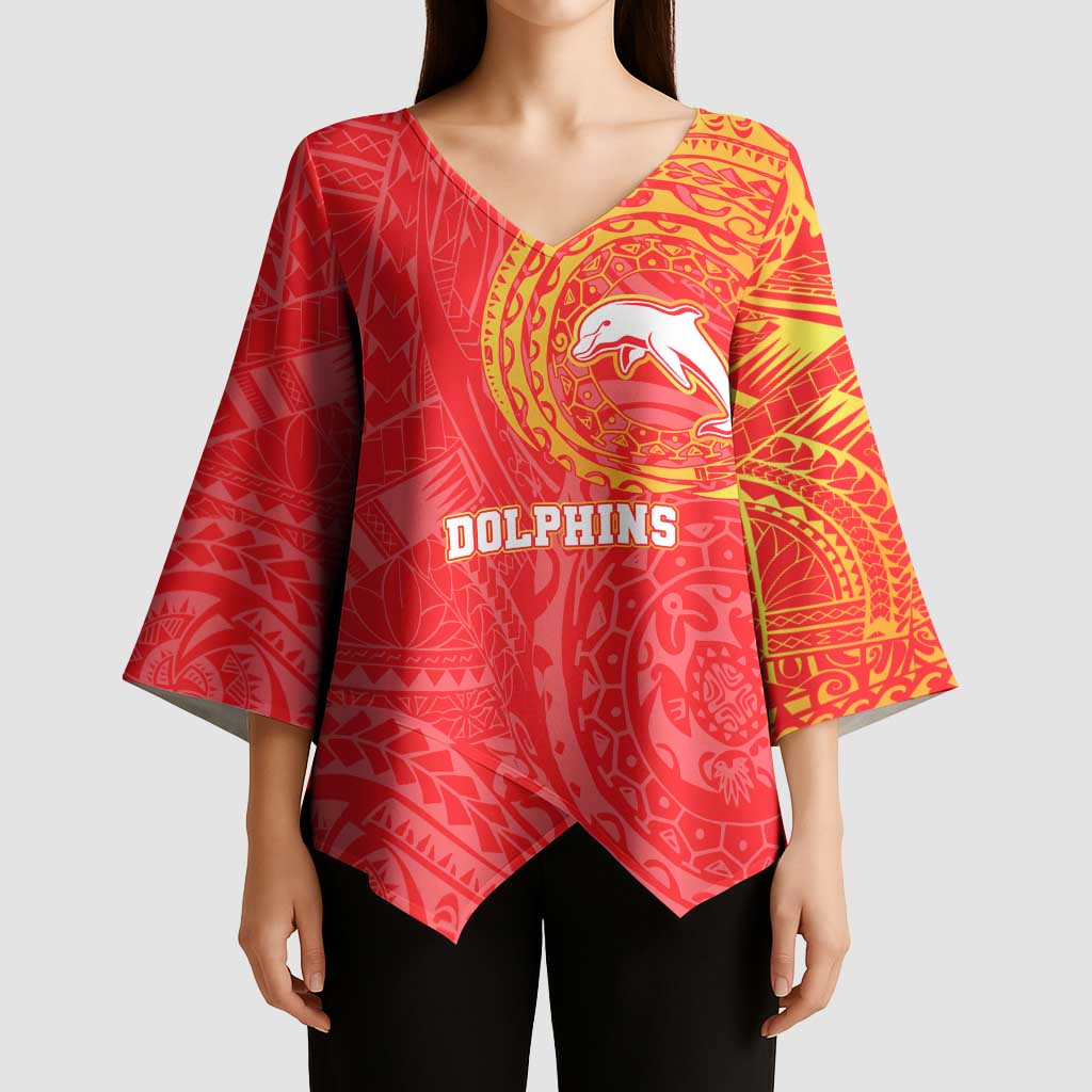 Personalized Dolphins Kimono Sleeve Blouse Polynesian Tribal Chest and Sleeve Tattoo