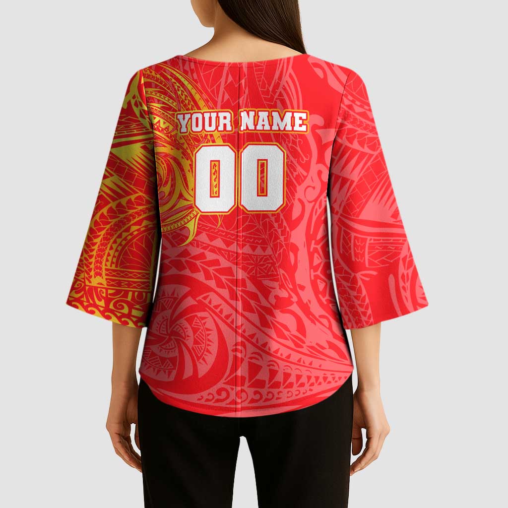 Personalized Dolphins Kimono Sleeve Blouse Polynesian Tribal Chest and Sleeve Tattoo