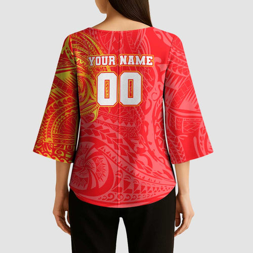 Personalized Dolphins Kimono Sleeve Blouse Polynesian Tribal Chest and Sleeve Tattoo