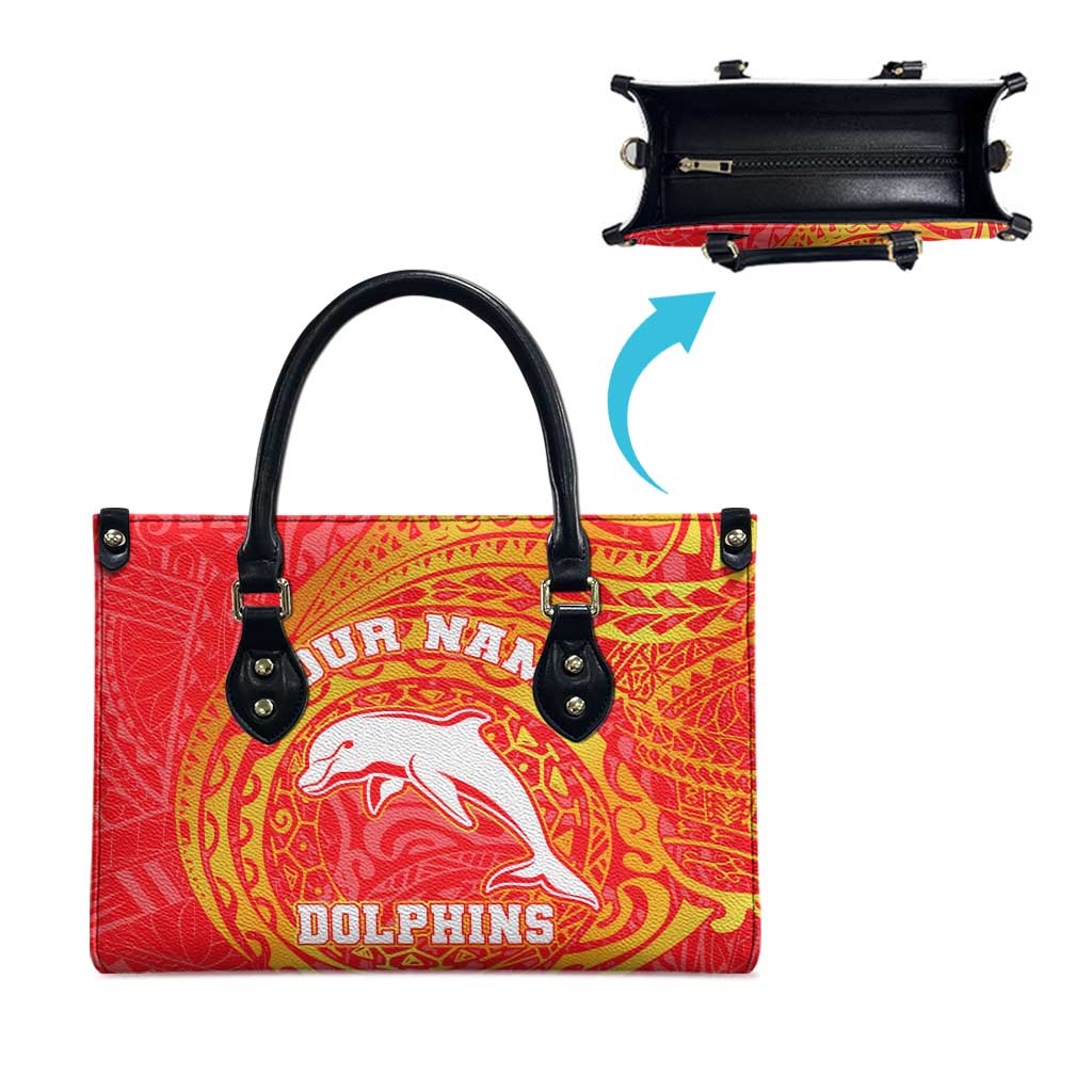 Personalized Dolphins Leather Bag Polynesian Tribal Chest and Sleeve Tattoo