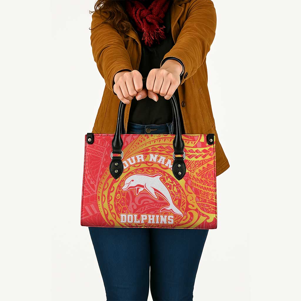 Personalized Dolphins Leather Bag Polynesian Tribal Chest and Sleeve Tattoo