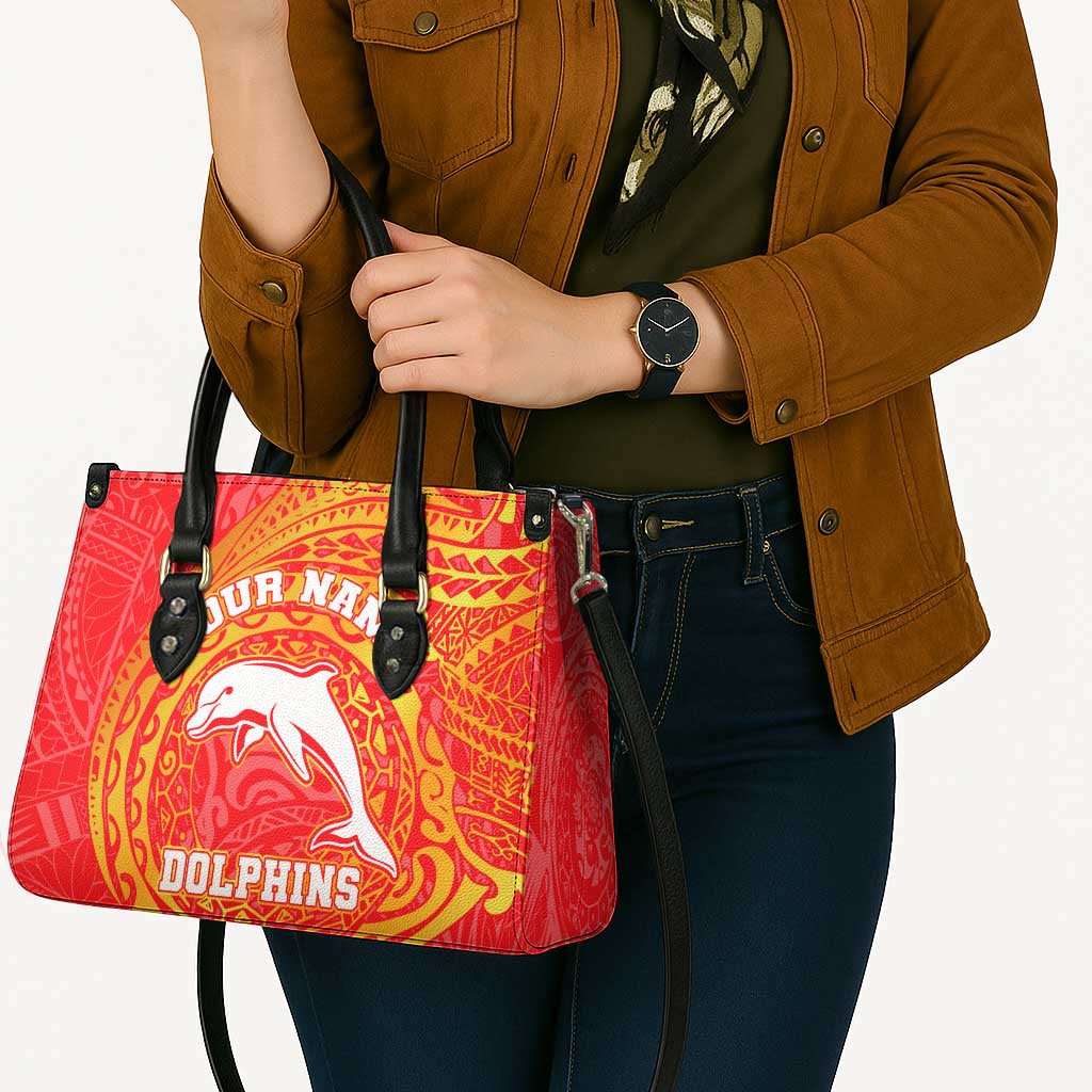 Personalized Dolphins Leather Bag Polynesian Tribal Chest and Sleeve Tattoo