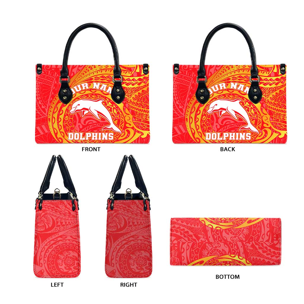 Personalized Dolphins Leather Bag Polynesian Tribal Chest and Sleeve Tattoo