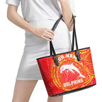 Personalized Dolphins Leather Tote Bag Polynesian Tribal Chest and Sleeve Tattoo
