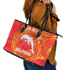Personalized Dolphins Leather Tote Bag Polynesian Tribal Chest and Sleeve Tattoo