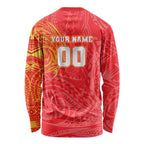 Personalized Dolphins Long Sleeve Shirt Polynesian Tribal Chest and Sleeve Tattoo