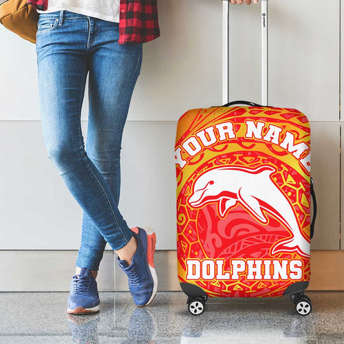 Personalized Dolphins Luggage Cover Polynesian Tribal Chest and Sleeve Tattoo