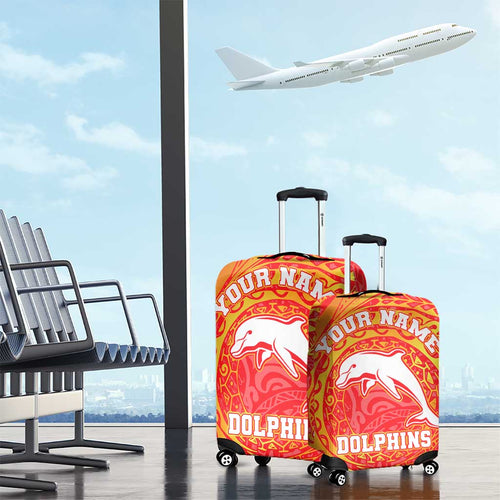 Personalized Dolphins Luggage Cover Polynesian Tribal Chest and Sleeve Tattoo