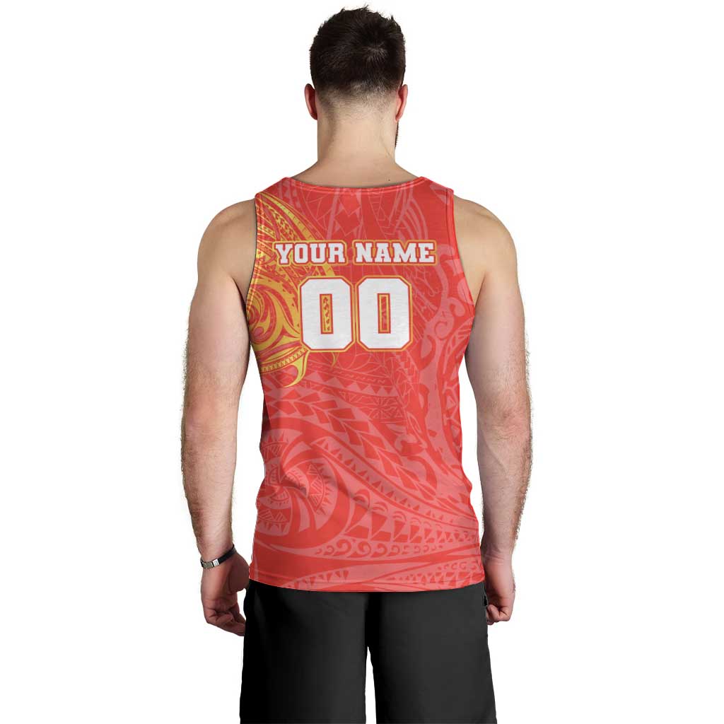 Personalized Dolphins Men Tank Top Polynesian Tribal Chest and Sleeve Tattoo