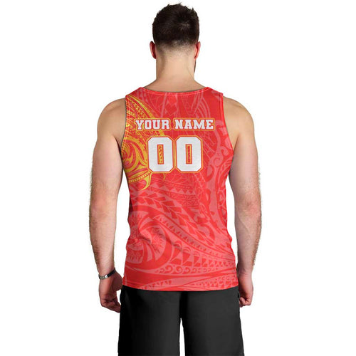 Personalized Dolphins Men Tank Top Polynesian Tribal Chest and Sleeve Tattoo