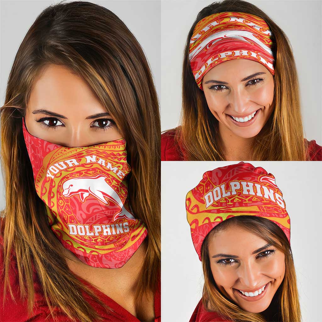 Personalized Dolphins Neck Gaiter Polynesian Tribal Chest and Sleeve Tattoo