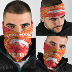 Personalized Dolphins Neck Gaiter Polynesian Tribal Chest and Sleeve Tattoo