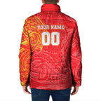 Personalized Dolphins Padded Jacket Polynesian Tribal Chest and Sleeve Tattoo