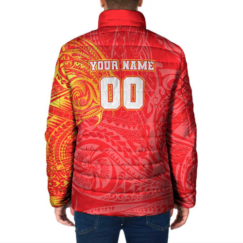 Personalized Dolphins Padded Jacket Polynesian Tribal Chest and Sleeve Tattoo