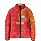 Personalized Dolphins Padded Jacket Polynesian Tribal Chest and Sleeve Tattoo