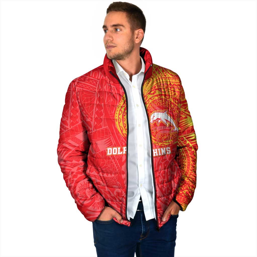 Personalized Dolphins Padded Jacket Polynesian Tribal Chest and Sleeve Tattoo