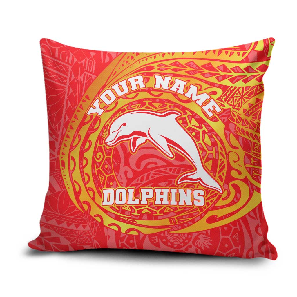 Personalized Dolphins Pillow Cover Polynesian Tribal Chest and Sleeve Tattoo