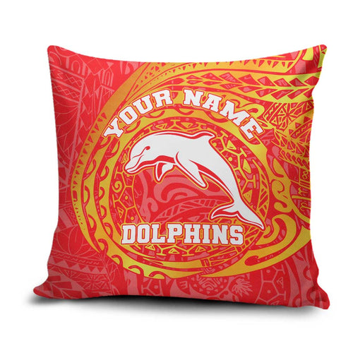 Personalized Dolphins Pillow Cover Polynesian Tribal Chest and Sleeve Tattoo
