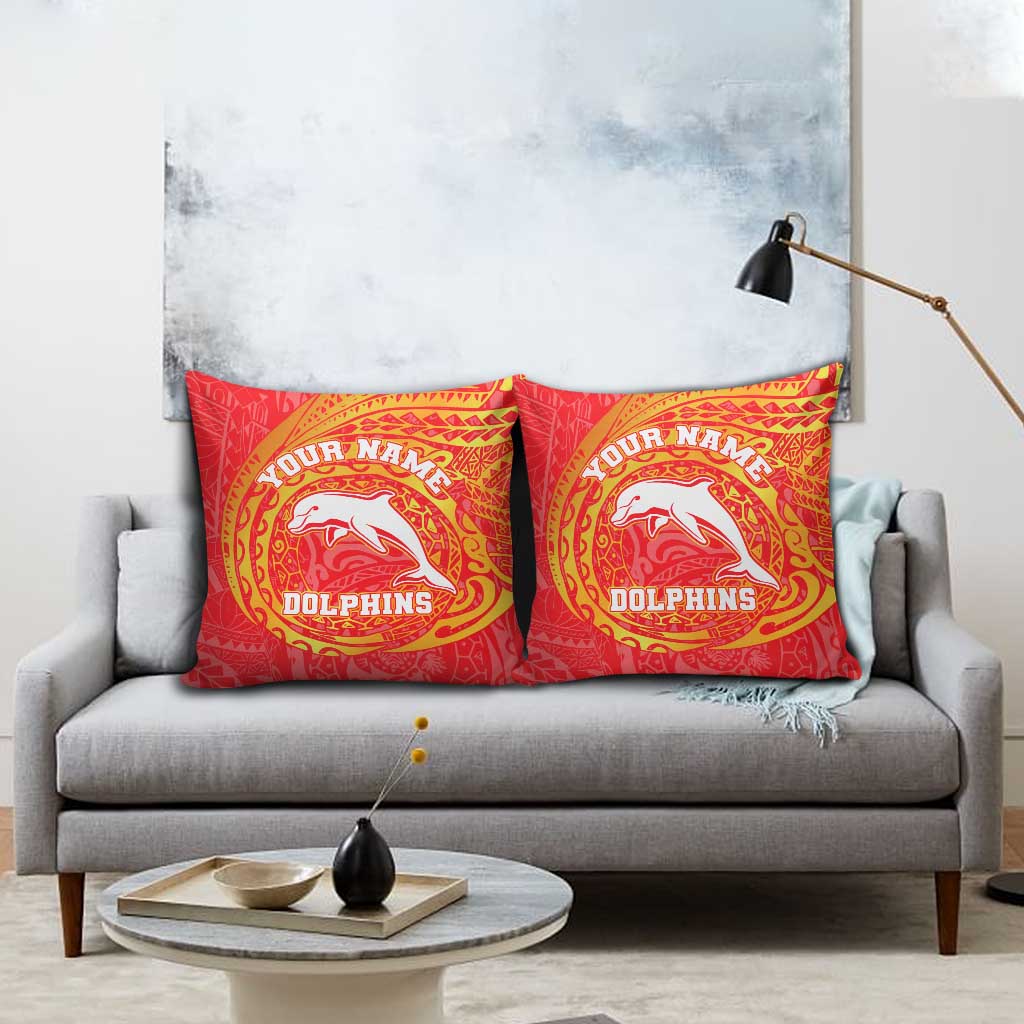 Personalized Dolphins Pillow Cover Polynesian Tribal Chest and Sleeve Tattoo