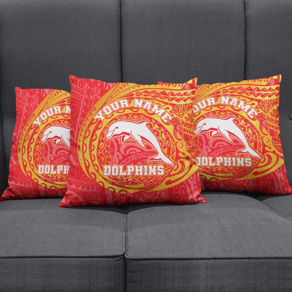Personalized Dolphins Pillow Cover Polynesian Tribal Chest and Sleeve Tattoo